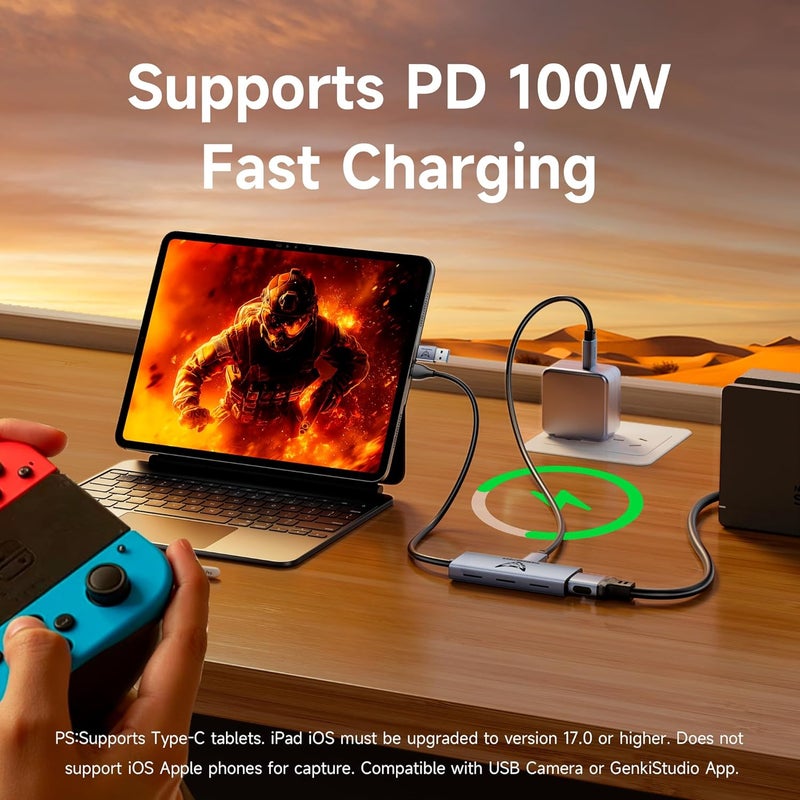 DiamondTiger بطاقة التقاط فيديو 4K مع 100 واط PD HDMI إلى USB 3.0/USB C 1080P 60fps كام لينك، جهاز تسجيل التقاط للبث المباشر، البث المباشر، مؤتمرات الفيديو، التعليم، الألعاب، VR - Image 4